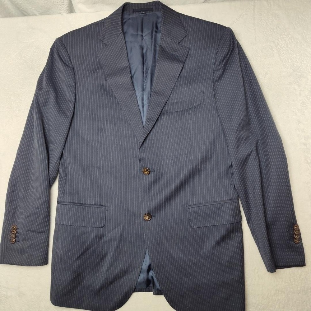 Suitsupply Suit Jacket Mens 40R Blue Pinstripe‎ Wool Vitale Barberis Blazer Coat